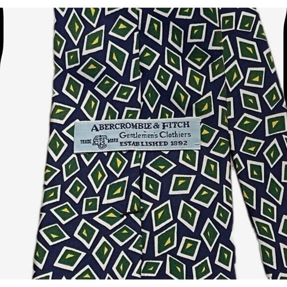 VTG.Abercrombie & Fitch Tie Mens Preppy Geometric Diamond Silk Hand Made USA - Picture 4 of 8